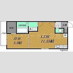 クレステージ西岡 1LDKの間取図画像