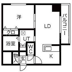 メトロ月寒中央 1LDKの間取図画像