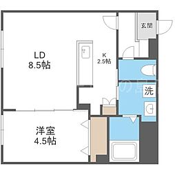 Salute南平岸(サルーテ) 1LDKの間取図画像