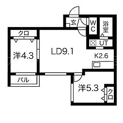 ヴィラNK1 2LDKの間取図画像