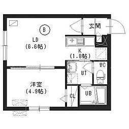 リリ円山北4 1LDKの間取図画像