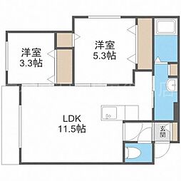 Lesucre豊平公園 2LDKの間取図画像