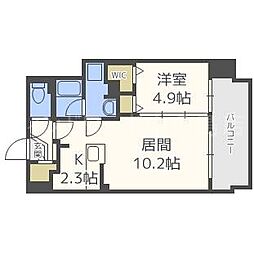 F中の島 1LDKの間取図画像