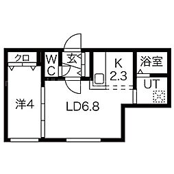 ブロッサム学園前 1LDKの間取図画像