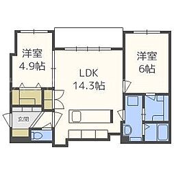 GALUSIA 2LDKの間取図画像