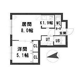 GRANDMERAUBE 1LDKの間取図画像