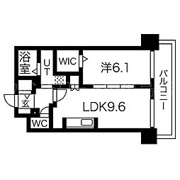 ビクトリータワー 1LDKの間取図画像