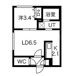 グランディー桑園 1LDKの間取図画像