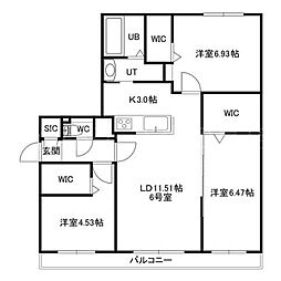 グランド東札幌 3LDKの間取図画像