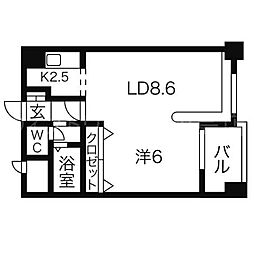 ハウスオブリザ中の島1 1LDKの間取図画像