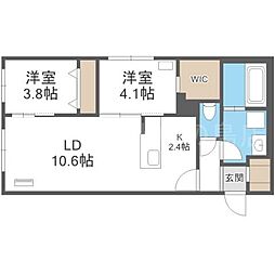 リガーレ月寒東 2LDKの間取図画像
