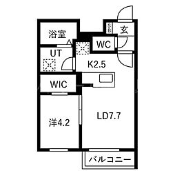 リガーレ月寒東 1LDKの間取図画像