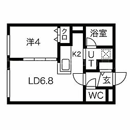 プレシャスナカノシマ 1LDKの間取図画像