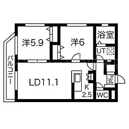 ガーデンハウス平岸 2LDKの間取図画像