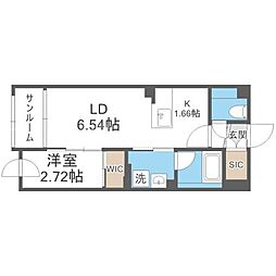 札幌市豊平区豊平一条4丁目マンション 1LDKの間取図画像