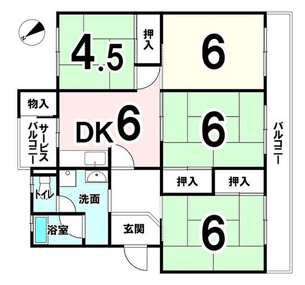醍醐上ノ山団地C3棟(4DK) 3階の間取り