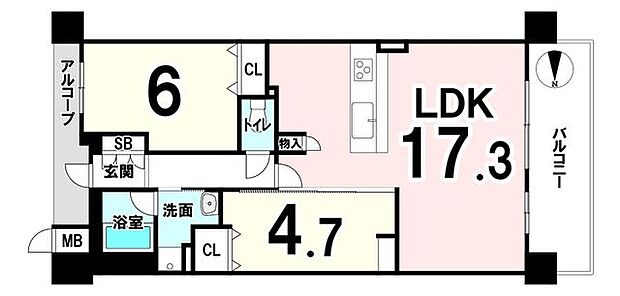 オルフェアライフ伏見稲荷(2LDK) 6階の間取り