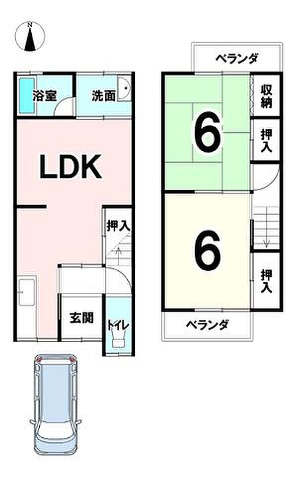 醍醐僧尊坊町　中古テラスハウス(2LDK)の間取り