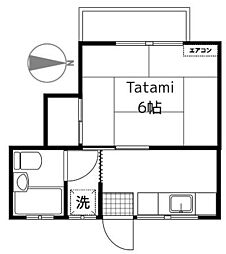 コーポ美紀 202 2階1Kの間取り