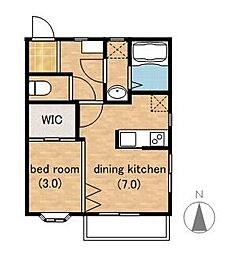 クレール芦花 2階1DKの間取り