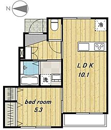 ブリランテ 1階1LDKの間取り