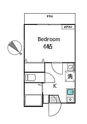 シオン粕谷 1階1Kの間取り