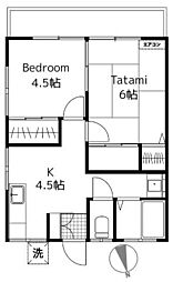 第一みつる荘 1階2Kの間取り
