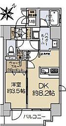エステムコート神戸元町通II　THE　SARON 8階1DKの間取り