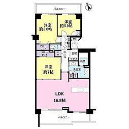 ヴィルフォーレ稲毛3番館 3LDKの間取図画像