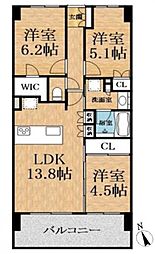 デュオヒルズちはら台駅前 3LDKの間取図画像