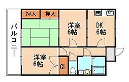 桂川第4たつみ荘 3DKの間取図画像