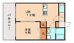 トラス平山 1階1LDKの間取り