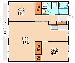 JR筑豊本線 新飯塚駅 徒歩27分の賃貸マンション 3階2LDKの間取り