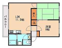 JR後藤寺線 筑前庄内駅 3.9kmの賃貸アパート 2階2LDKの間取り