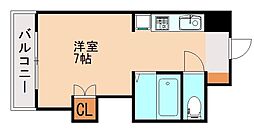 JR筑豊本線 新飯塚駅 徒歩34分の賃貸マンション 2階ワンルームの間取り