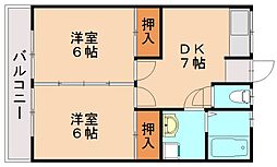 JR筑豊本線 新飯塚駅 徒歩25分の賃貸アパート 1階2DKの間取り