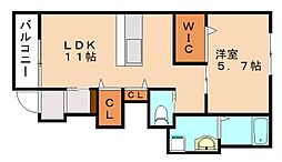 JR筑豊本線 新飯塚駅 徒歩26分の賃貸アパート 1階1LDKの間取り