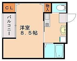 伊岐須ベルエア九工大 1Kの間取図画像