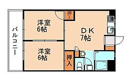 花宅ビル 2DKの間取図画像