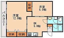 オレンジ横田 2DKの間取図画像