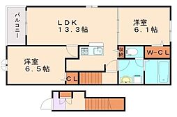 ビアンカ目尾2 2LDKの間取図画像
