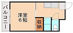 コーポ天神坂 1Kの間取図画像
