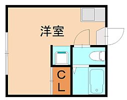 リーブハイツA 1Kの間取図画像