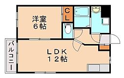 リバーサイド 1LDKの間取図画像
