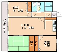 グリーンビュー立岩2 3LDKの間取図画像