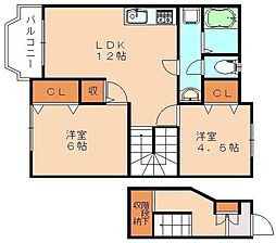 フローレンス宮嶋C 2LDKの間取図画像