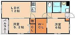グランドゥール若菜 2LDKの間取図画像