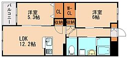 グランドゥール菰田 2LDKの間取図画像
