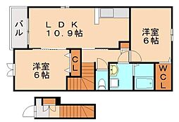 サニー・カーサー三番館A 2LDKの間取図画像