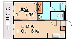 リバーサイド桂川 1LDKの間取図画像